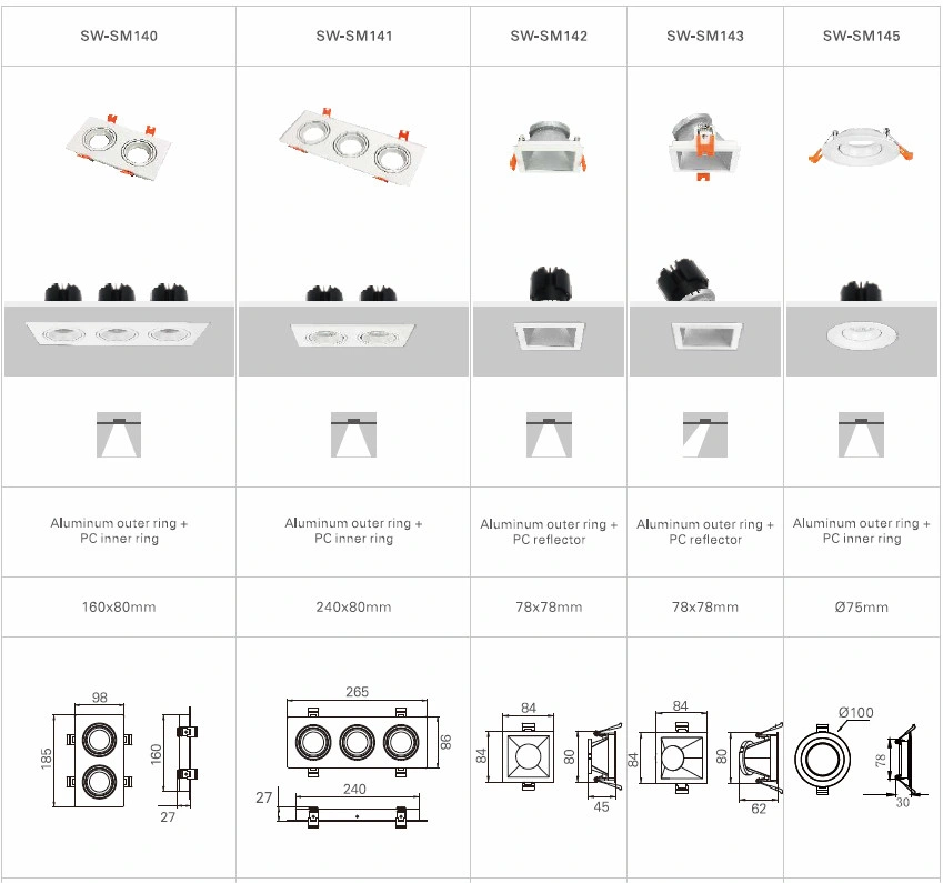 Adjustable LED Downlight Surface Mounted 5000K LED Downlight