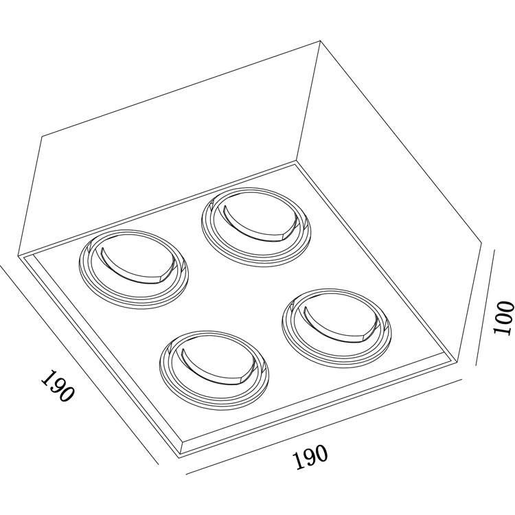 Square Downlight LED Multi-Angle Spotlight White GU10 MR16 Aluminum Housing