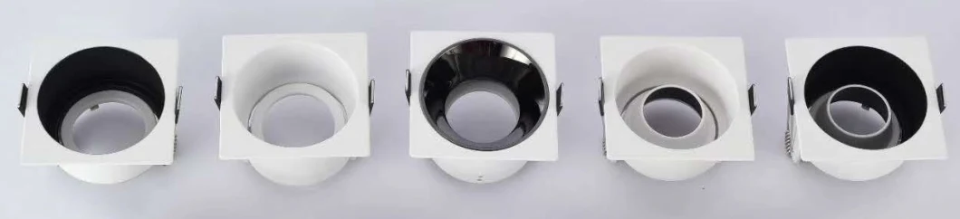 Anti Glare Square LED Downlight Frames for GU10 LED Down Light Housing for LED Spot Lights GU10 LED Spotlights Low Glare LED Downlight