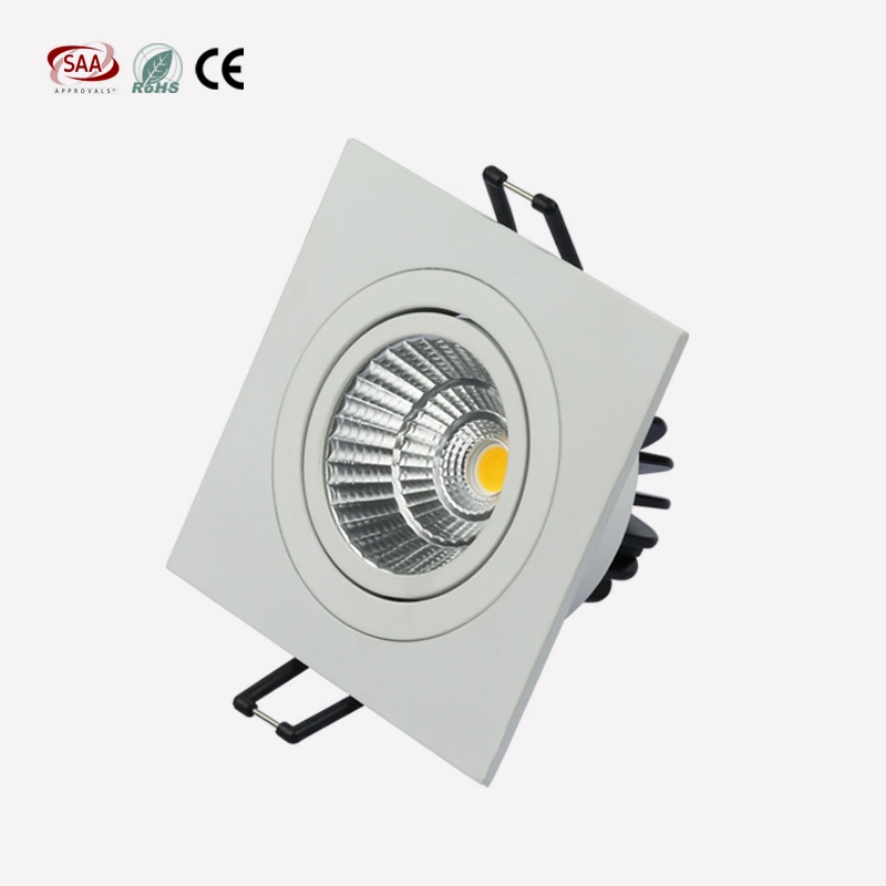 High Quality Recessed COB Chip 7W 9W 3000K LED Square Downlight for Hotel