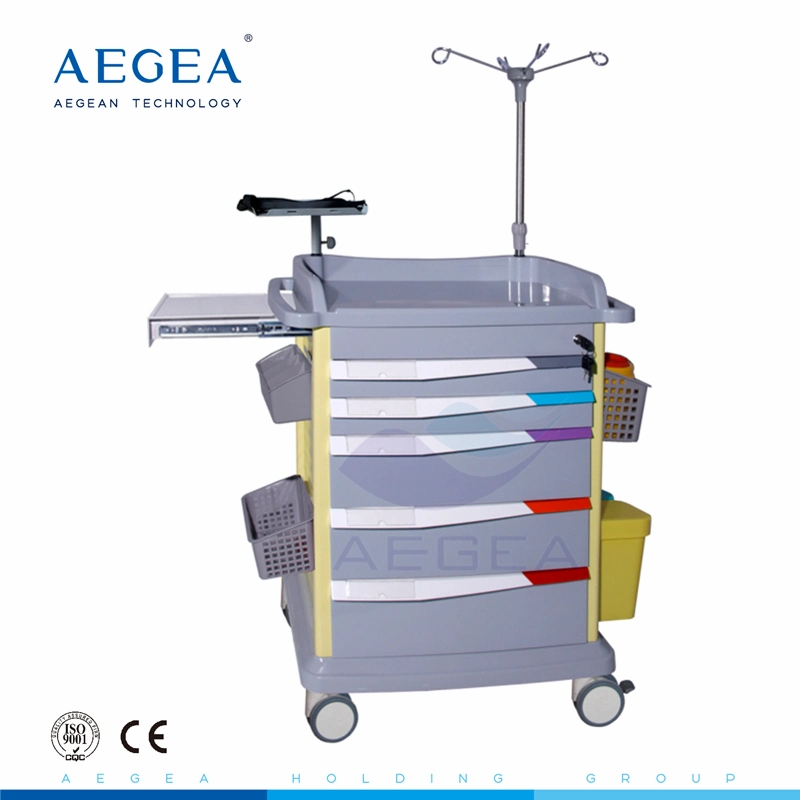 AG-Et017-1emergency Trolley Instruments Plastic Drawer Trolley with Wheels