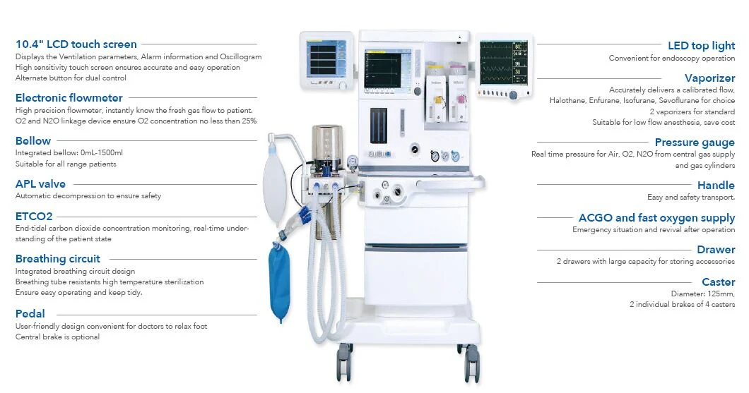 Medical ICU Department Trolley Anesthesia Machine for Hospital Clinical