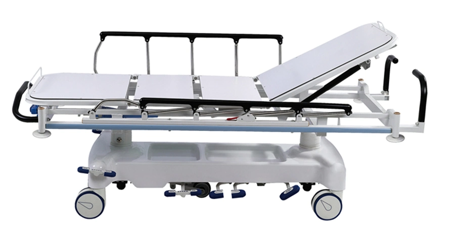 Hospital Ambulance Transfer Bed Trolley Luxury Hydraulic Flat Patient Transfer Vehicle Stretcher Cart