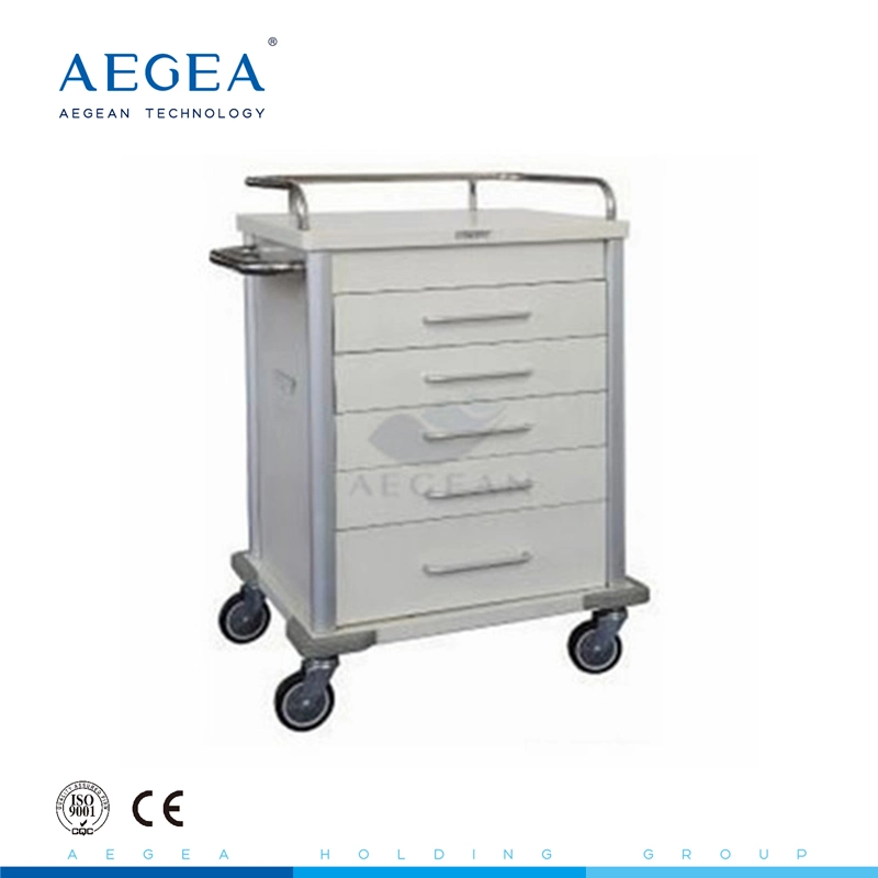 Hospital Furniture Five Drawers Metal Frame Hospital Trolley