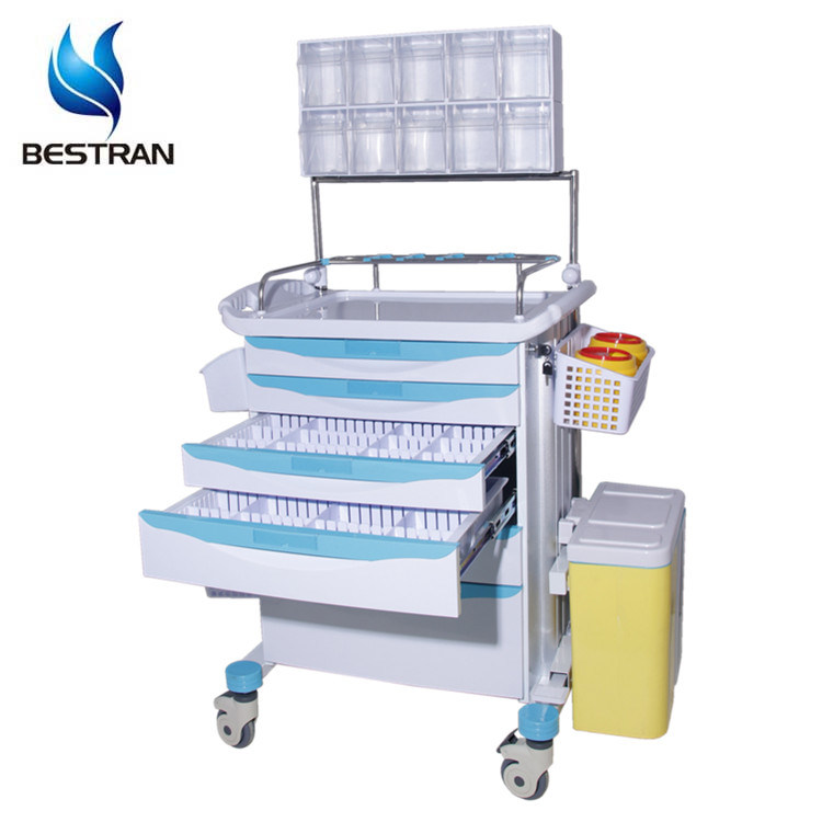 Hospital Medical Furniture Equipment Clinic Patient ABS Cart Anesthesia Trolleys for Sale