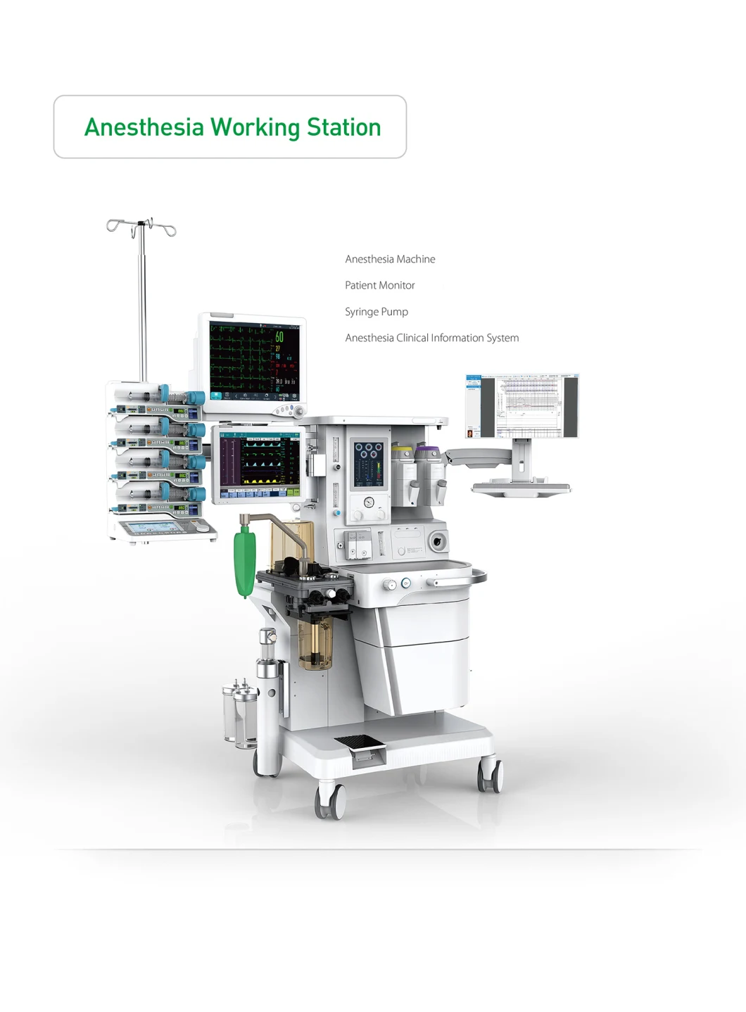 Medical Device Top Grade Trolley Anesthesia Machine with Workstation