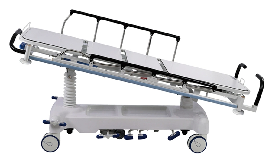 Hospital Ambulance Transfer Bed Trolley Luxury Hydraulic Flat Patient Transfer Vehicle Stretcher Cart