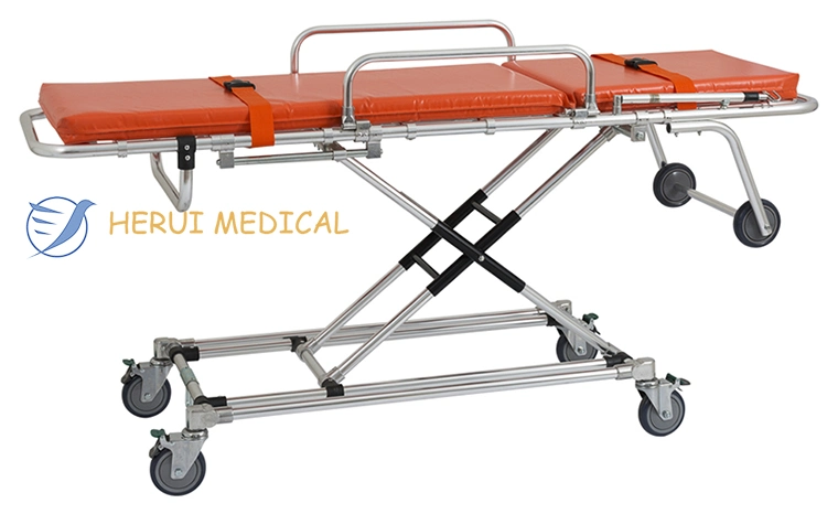 Emergency Folding Patient Transport Fully Adjustable Multi-Height Ambulance Stretcher