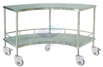 AG-Ss007A Medical Cheap Hospital Instrument 2-Tier Stainless Steel Trolley