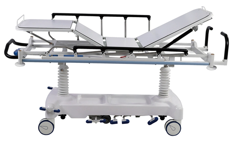 Hospital Ambulance Transfer Bed Trolley Luxury Hydraulic Flat Patient Transfer Vehicle Stretcher Cart