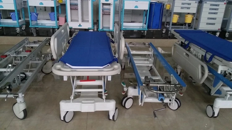 Hospital Ambulance Transfer Bed Trolley Luxury Hydraulic Flat Patient Transfer Vehicle Stretcher Cart