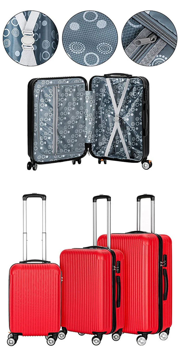 3 Piece Set Expandable ABS Trolley Luggage with Tsa Lock and 4 Wheels