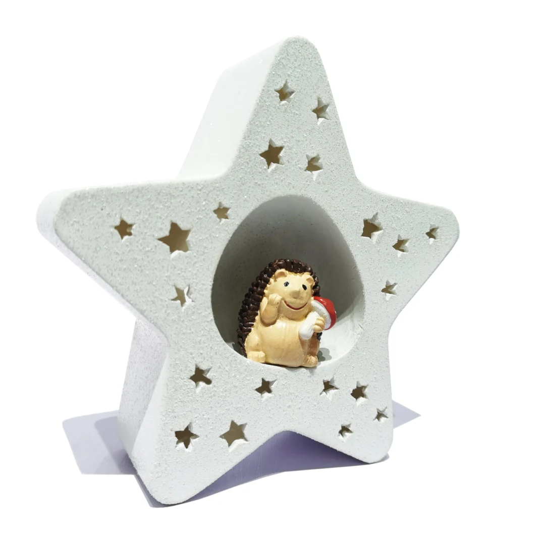 Resin Craft Custom Hand Christmas LED Star Hedgehog House Decor Lights Ornament