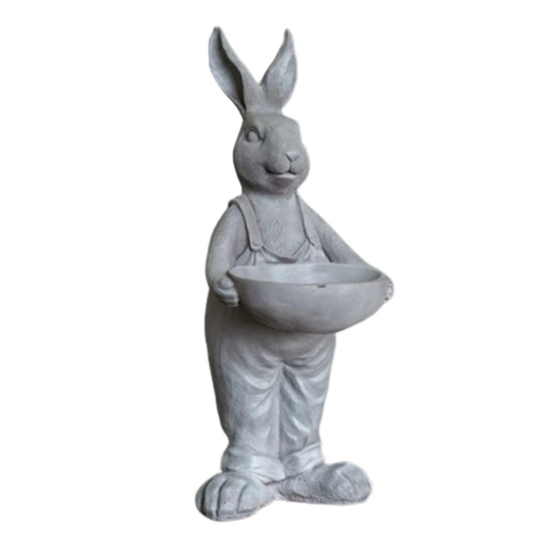 Large Stand Bunny Garden Statue Huge Plant Pot Bird Feeder Resin Rabbit Outdoor Ornament
