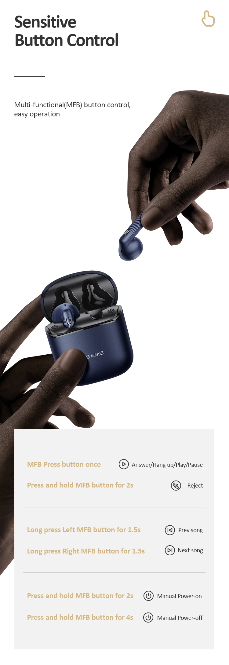 Usams New True Wireless Sy Series Custom High Quality Mini Tws Earphones True Wireless Earbuds