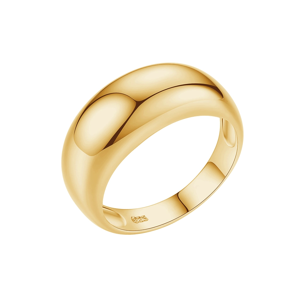 Wholesale Fine Jewelry 18K Gold Plated Fashion Dome Ring 925 Sterling Silver Classic Signet Ring