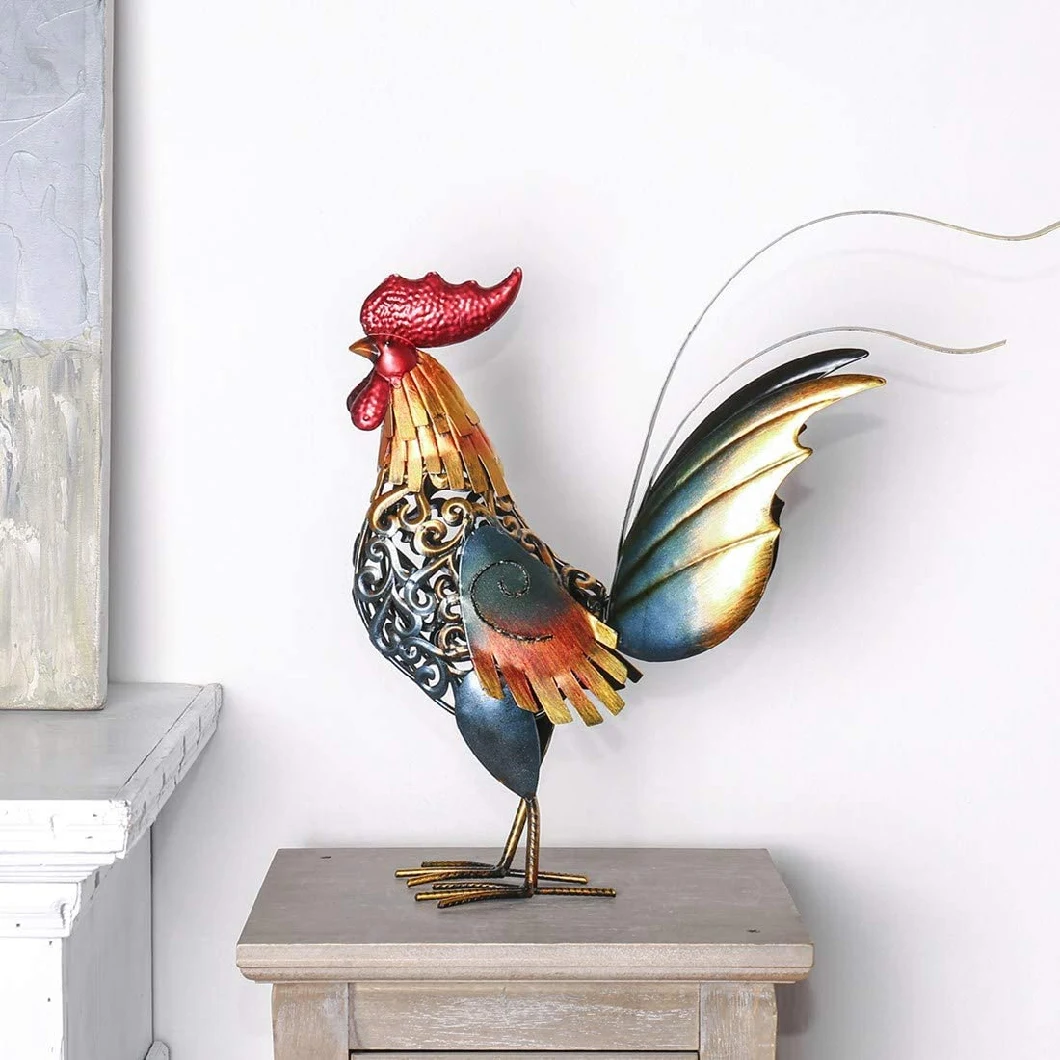 Rooster Decor Home Metal Chicken Outdoor Statues for Garden Yard Decoration