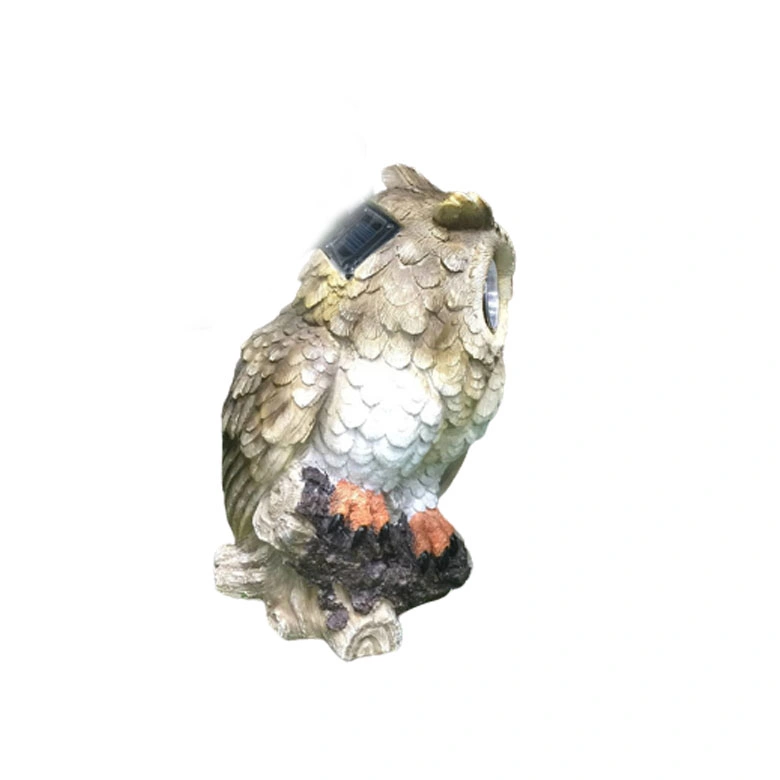Garden Resin Statue Owl Figurine with Solar LED Lights for Patio Yard Art Decor Lawn Ornaments