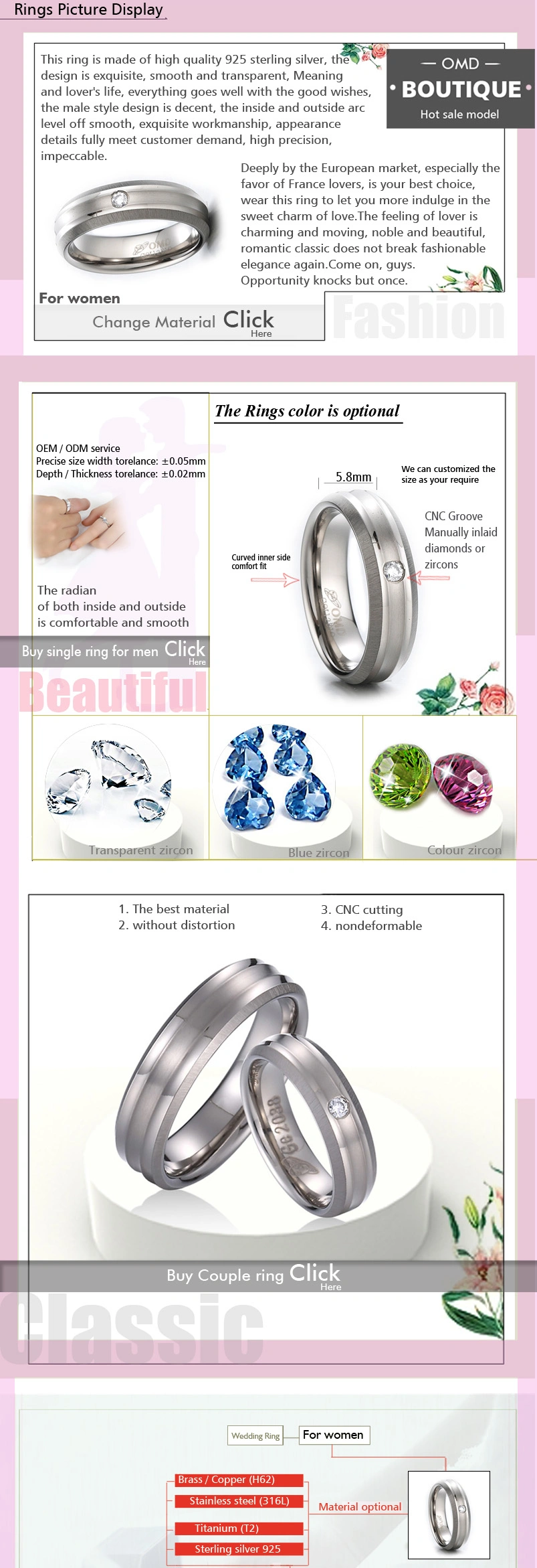 925 Sterling Cubic Zircon Eternity Band Ring for Women