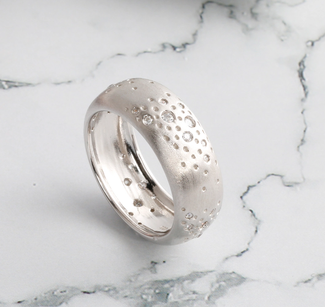 Cubic Zirconia Silver or Brass Surface Scratch Ring Fashion Jewelry Eternity Rings Wholesale Jewellery