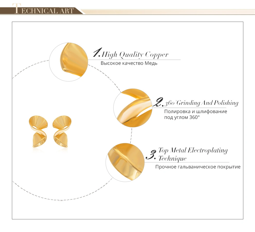 Gold Plated Simple Design Gold Earring Stud Earrings for Women
