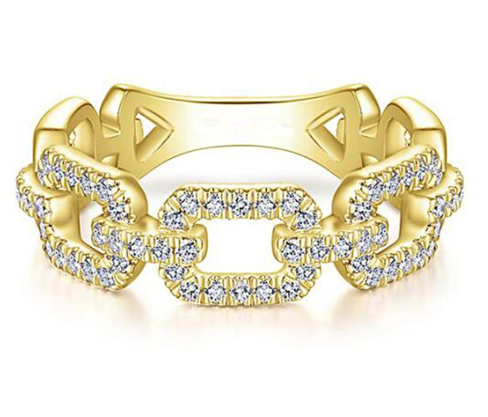 2021 New Design Hollow 14K Gold Plated 925 Sterling Silver Ring Jewelry