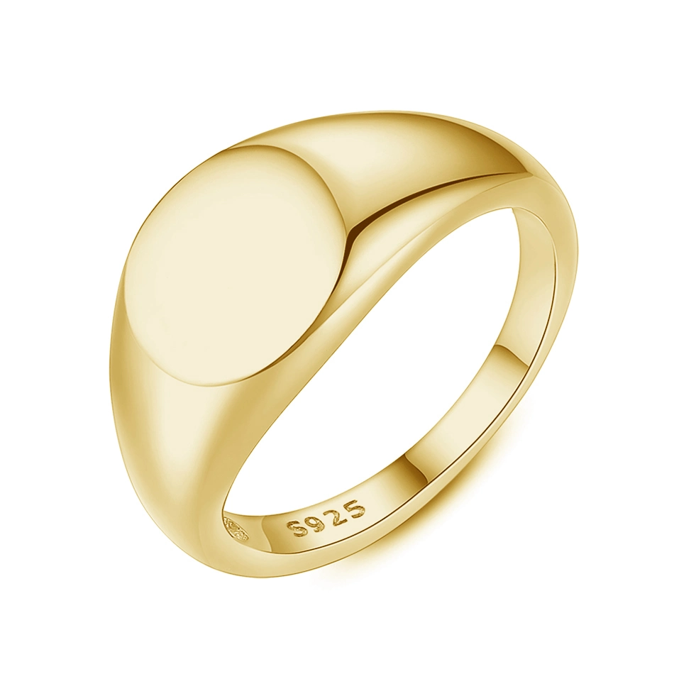 Fine Jewelry 18K Gold Plated Custom Ring Wholesale 925 Sterling Silver Classic Signet Ring