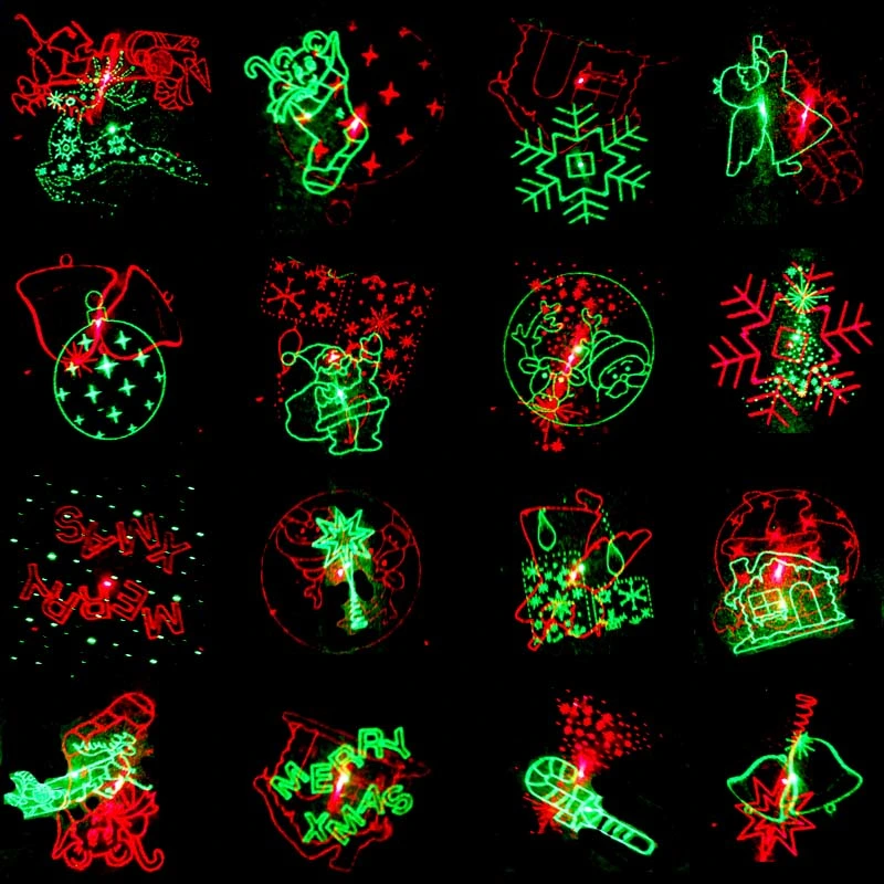 Christmas Light Laser Light Projector Module Design Red Green Moving Eight Flowers Garden Light
