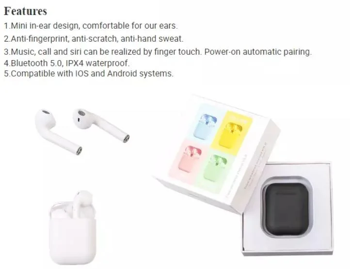 Inpods 12 Metal Color Inpods 12 Macaron Tws Wireless Earbuds Earphones I12 Tws Colorful Headset