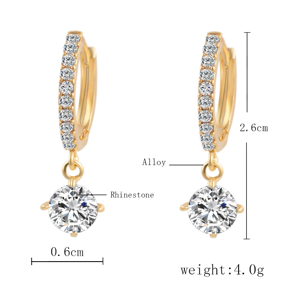 Crystal Stud Earrings Fashion Gold Color Zircon Earrings