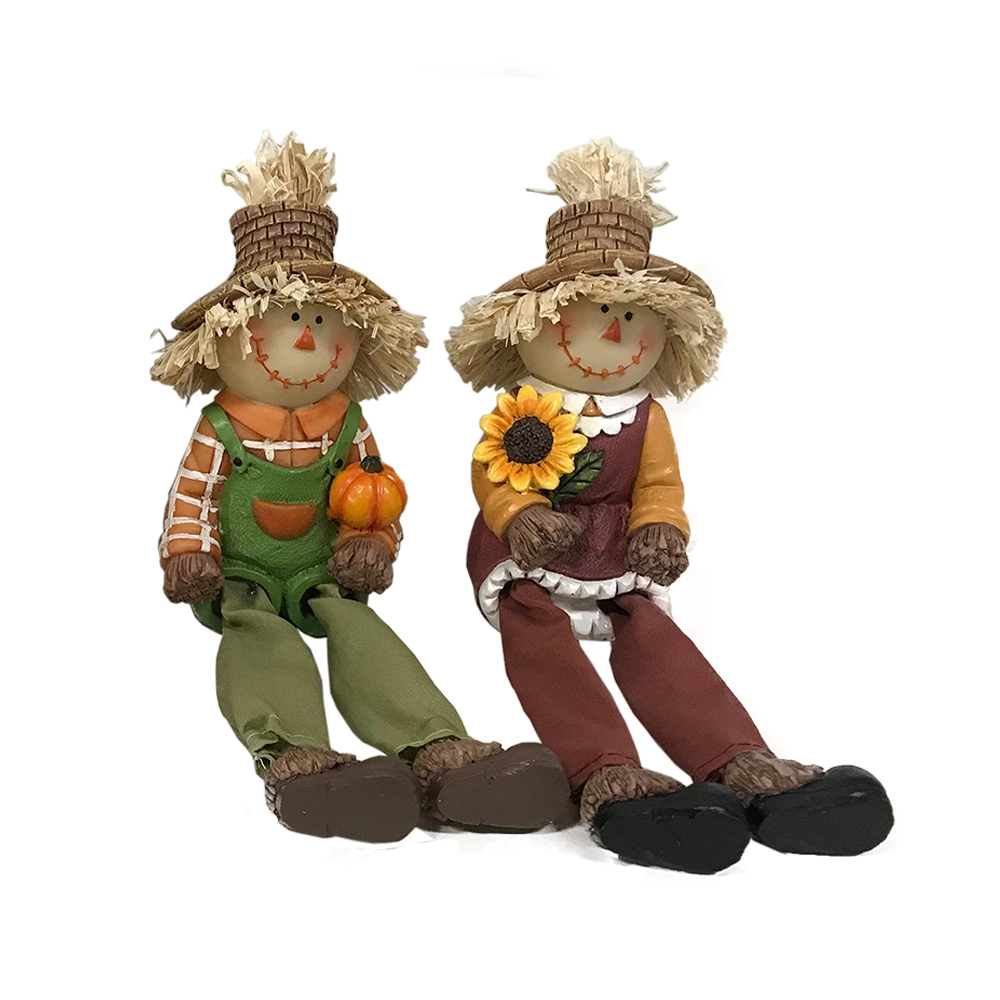 Wholesale Garden Polyresin Girl Trolley Harvest Figurine, Thanksgiving Decor Resin Kids Figurine