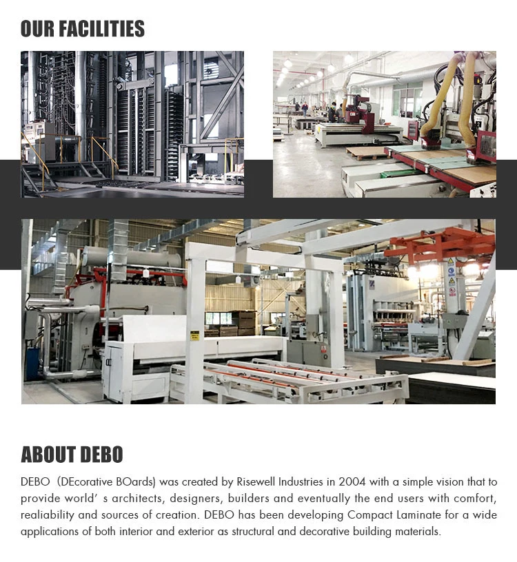 Factory Supply Phenolic 12mm Resin Compact Laminate / 2 Faces Decor Compact HPL / Decorative Board