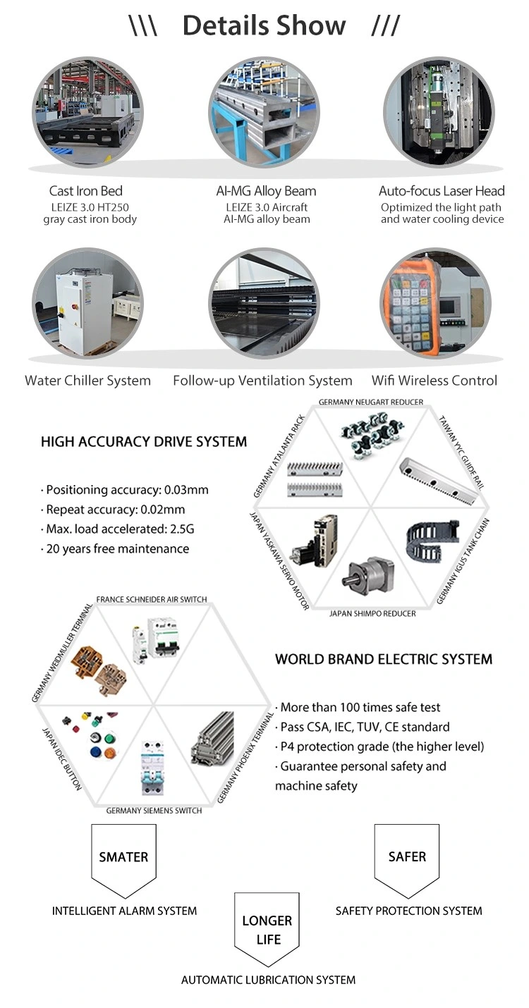 Fiber Laser Metal Cutting Machine / Steel Laser Cutter with Jpt Raycus Fiber Laser