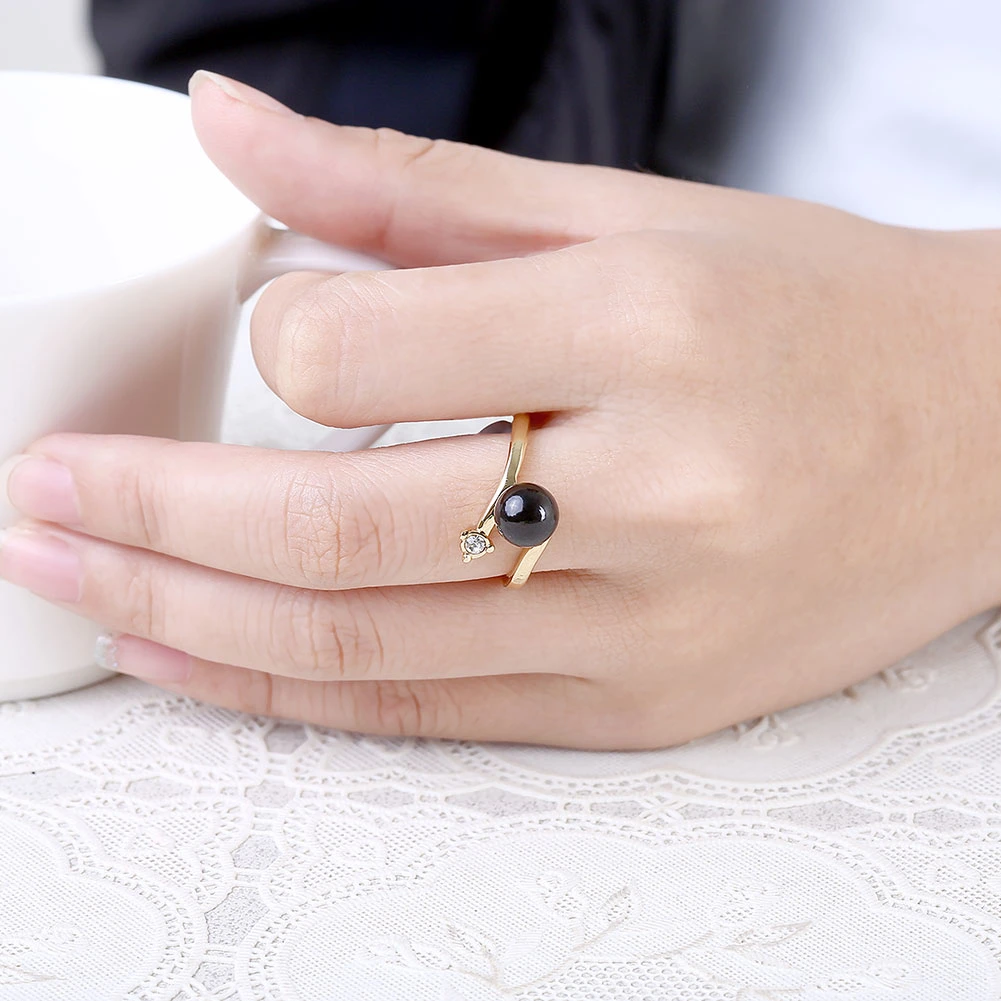 Fashion 18k Gold Plated Rhinestone Zinc Alloy Rings Gold Women Ring