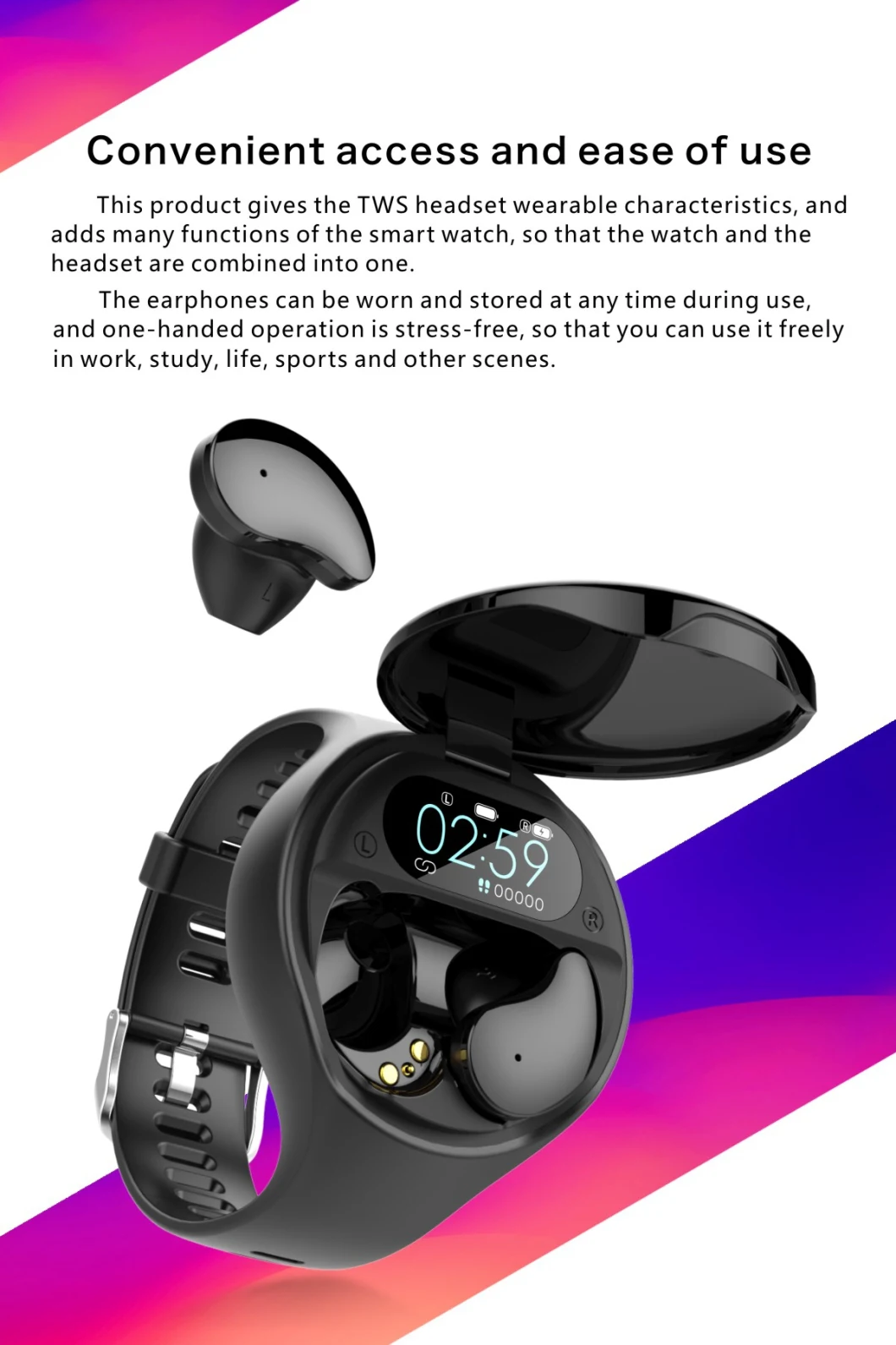 Smart Watch with Earbuds Fitness Tracker Wireless Headphones Wireless Earbuds Bracelet Bluetooth Headset Smartwatch