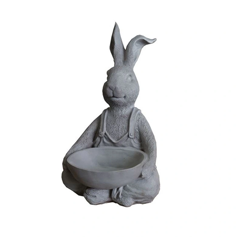 Large Stand Bunny Garden Statue Huge Plant Pot Bird Feeder Resin Rabbit Outdoor Ornament
