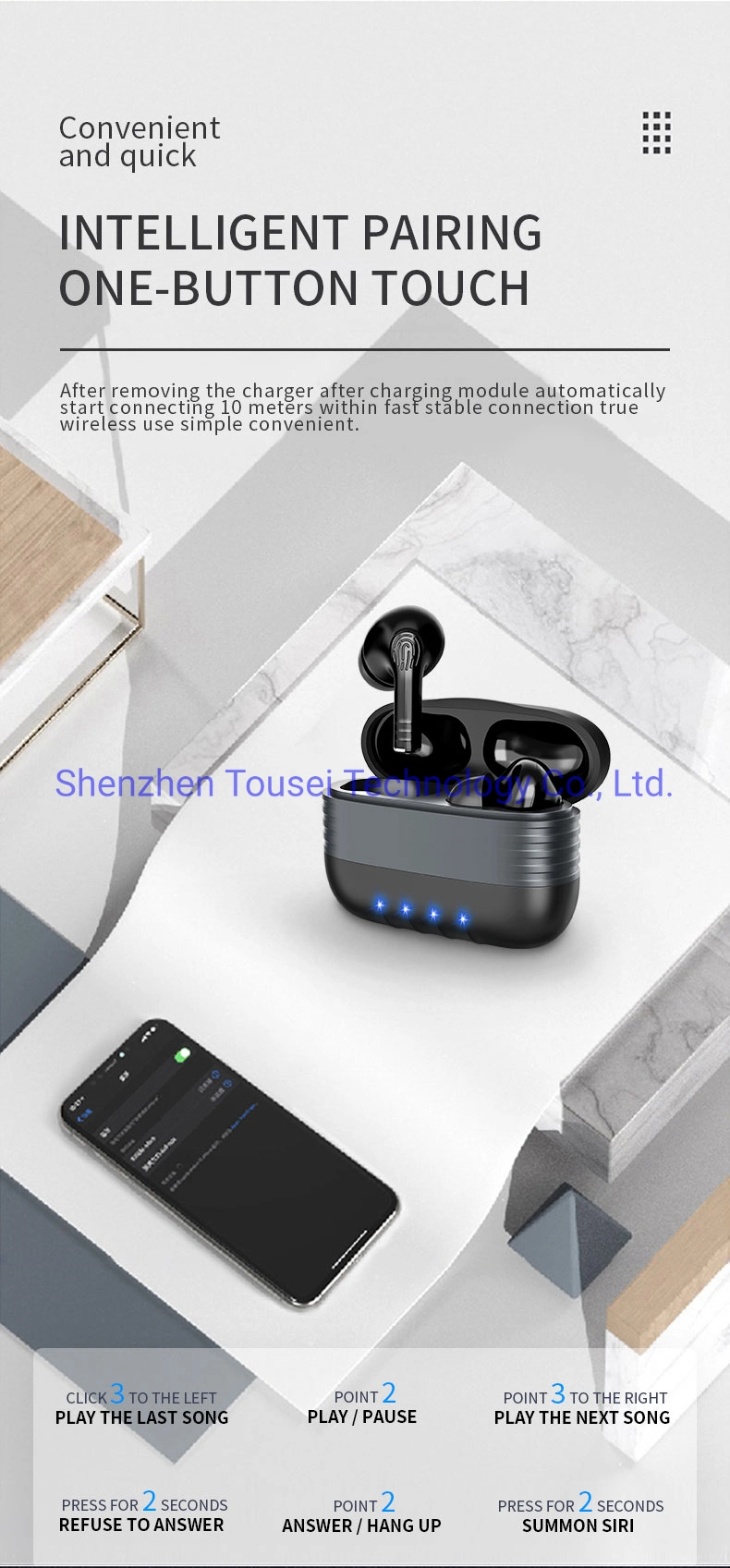 Premium Tws Headset with Charging Cabin Mini Bluetooth Earbuds Bluetooth Headphones Sports Game Wireless Earbuds OEM