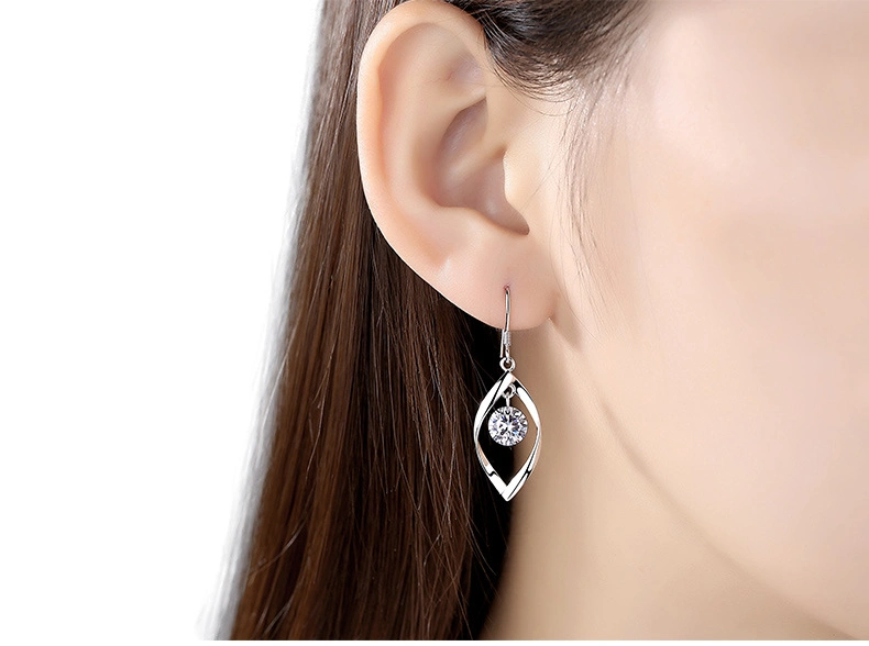 Luxury Jewelry for Women Gemstone Leaf Fashion Jewelry 925 Silver Needle Hook Earrings