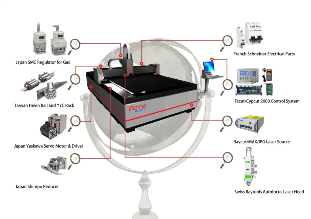 Fiber 1530 Ipg Raycus Max Nlight 1000W 2000W 3000W CNC Laser Cutter Single Table Open Type Auto Focus Laser Head Metal Steel Sheet Laser Cutting Machine