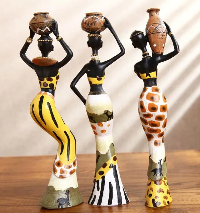 African Lady Resin Figurine, African Art, for Home Decor Resin Lady Crafts