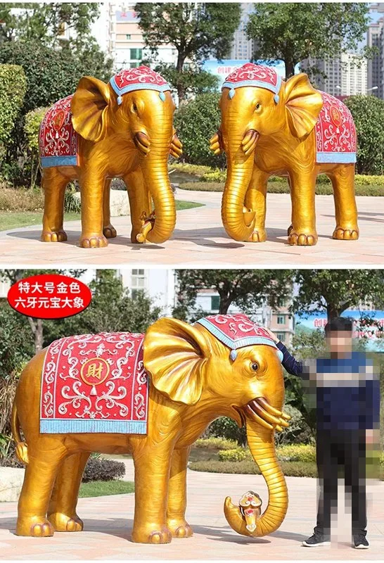 Art Resin Craft Golden Elephant Statues Figures Sculpture Decorative Ornaments for Home Office Decoration Creative Gift
