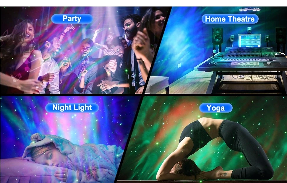 LED Star Projector Night Light Amazing Light Projector Bedroom with Bluetooth Annd RF Remote Control