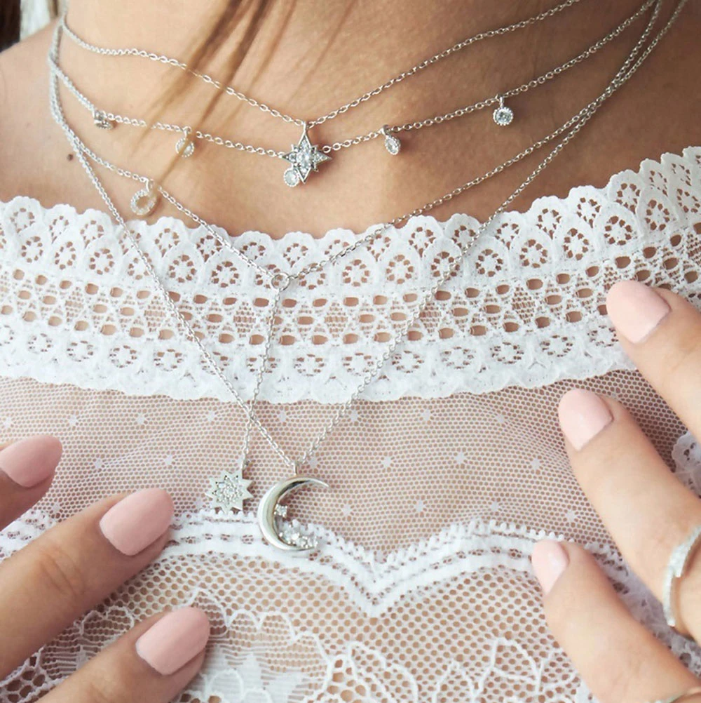 Jewelry Fashion Necklace Women Gold Plated 925 Sterling Silver Necklace Jewelry Gold Necklace
