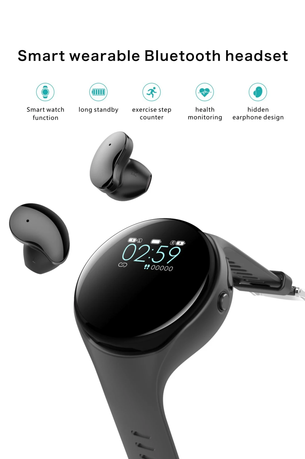 Smart Watch with Earbuds Fitness Tracker Wireless Headphones Wireless Earbuds Bracelet Bluetooth Headset Smartwatch