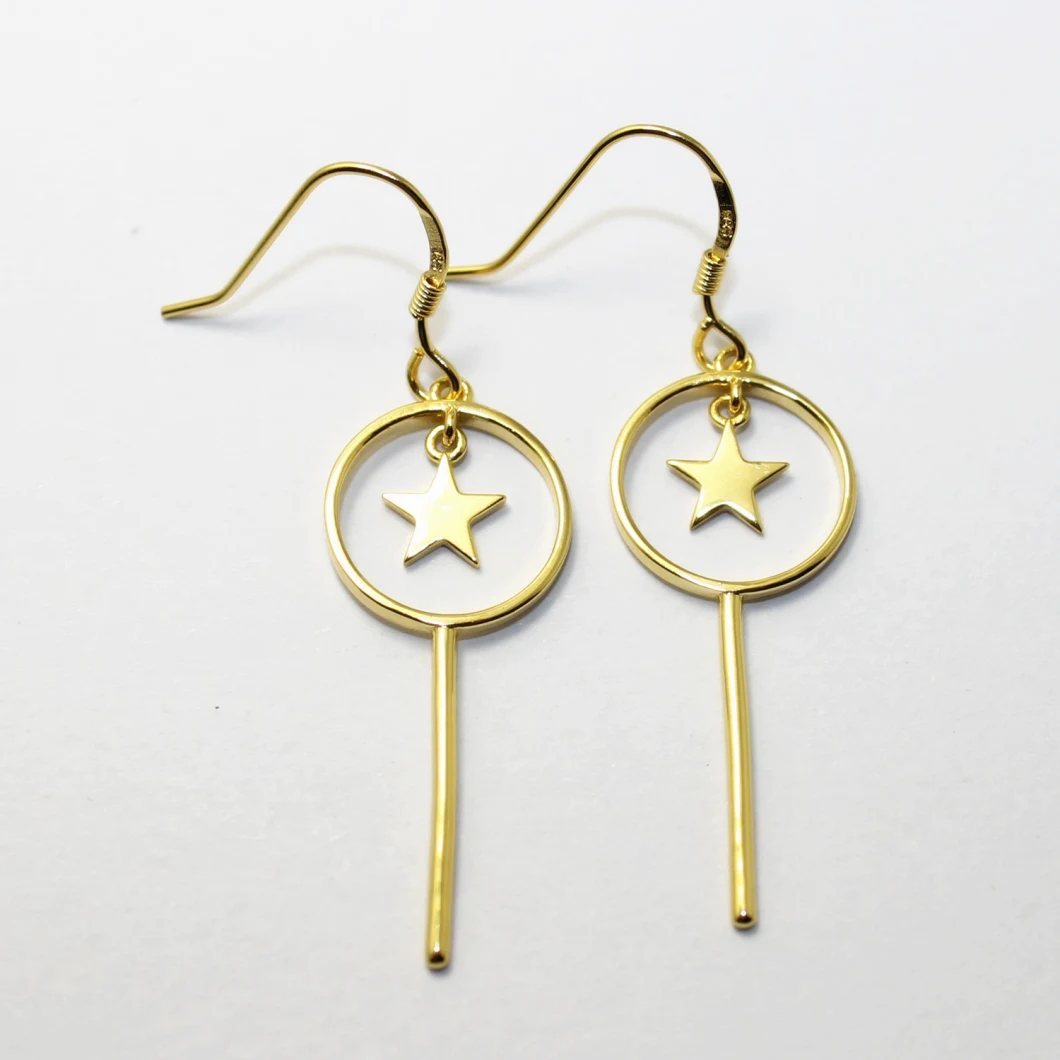 18K Yellow Gold Plated Jewelry French Hook Plain Earring/Dangle Earring