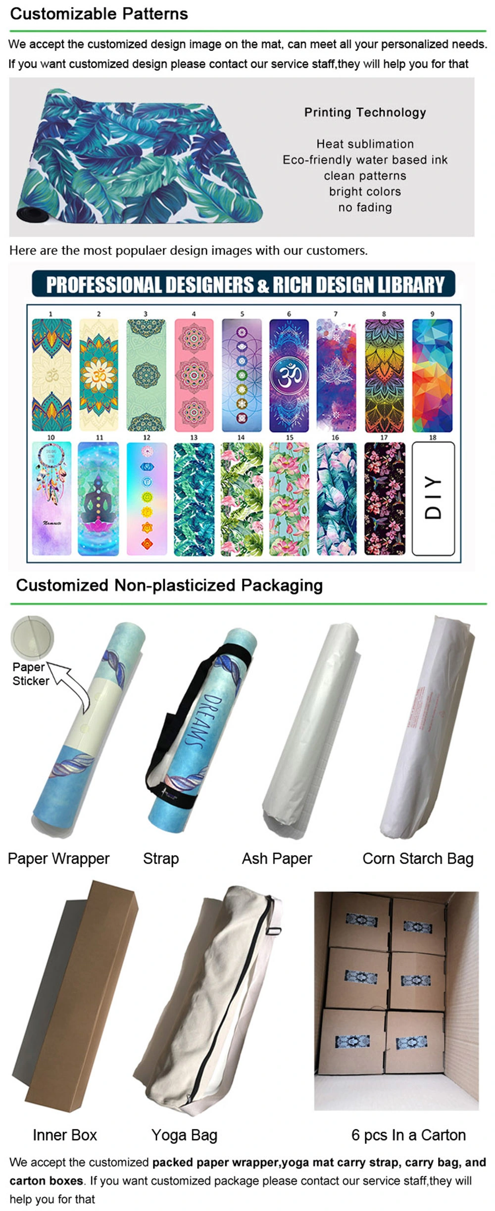Customizable Size Natural Rubber Microfiber Yoga Mats
