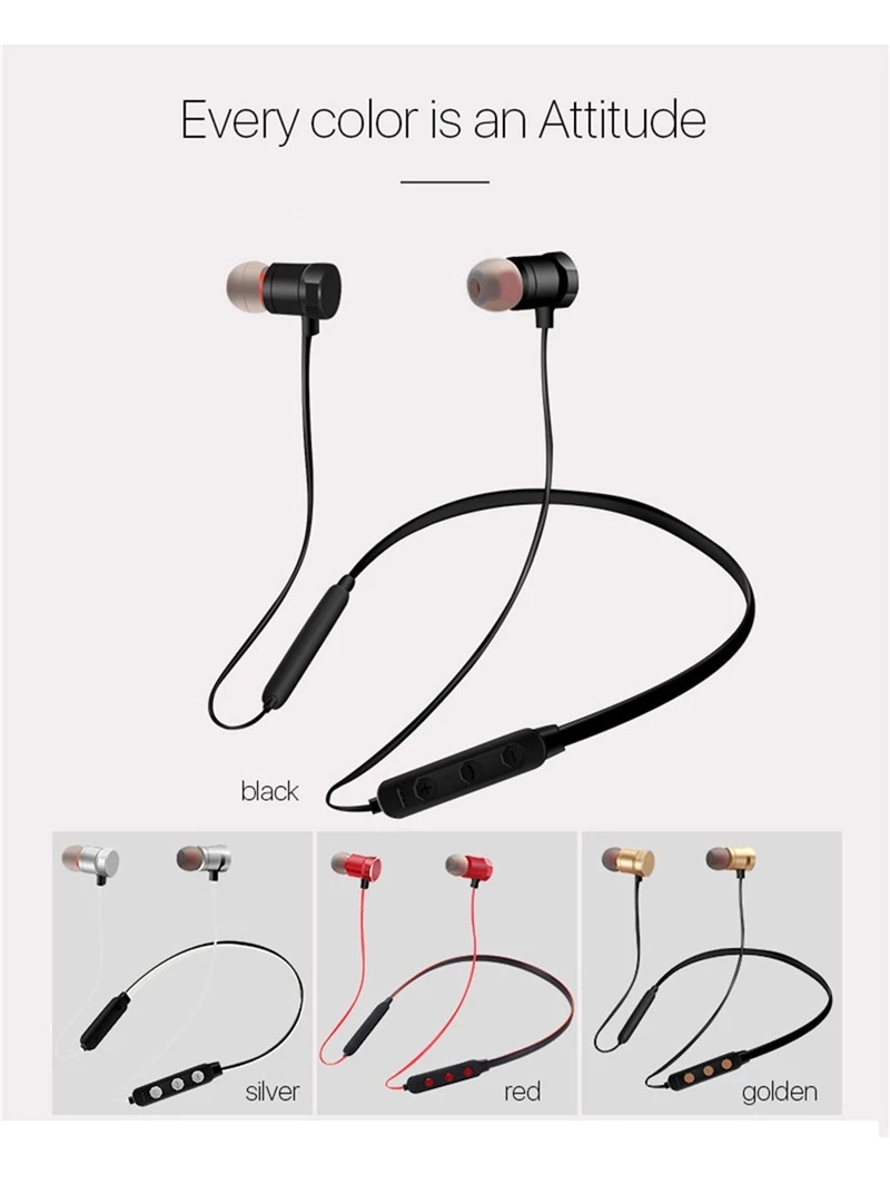 M15 Fashion Best Stereo Wireless Neckband V4.2 Bluetooths Earphone Sports Neckband Headphones Headset