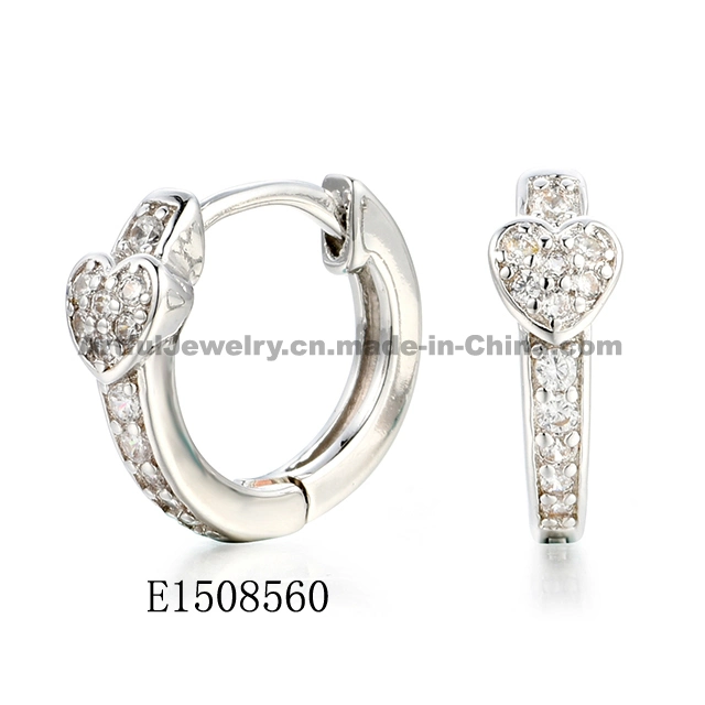 Wholesale Jewellery Hip Hop 925 Sterling Silver Jewelry Ear Hoop 18K 14K 9K White Gold Color Hoop Earrings with Diamond