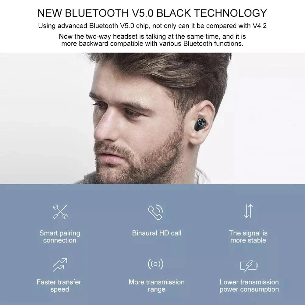 Wireless Sports Earphones, with Mic Bluetooth 5.0 HD Stereo Sweatproof Earbuds