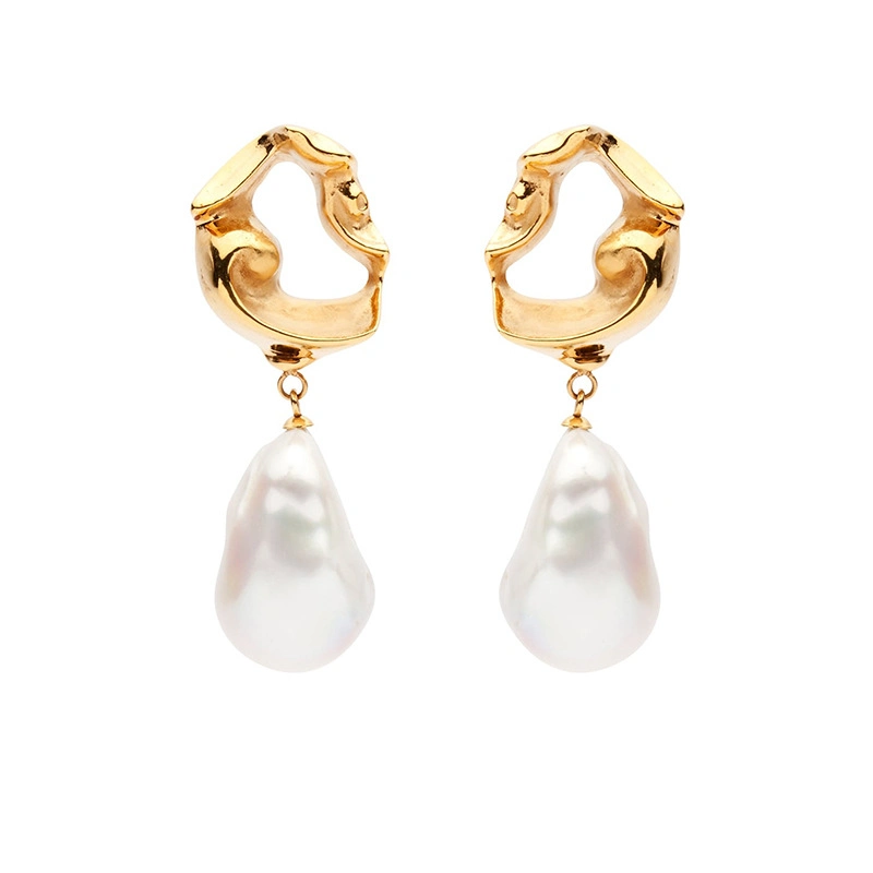 China Factories New Product Women Gold Plated Pearl Earrings Jewelry